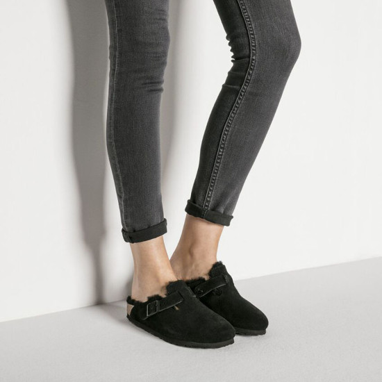 Birkenstock Suede Leather Boston Shearling
